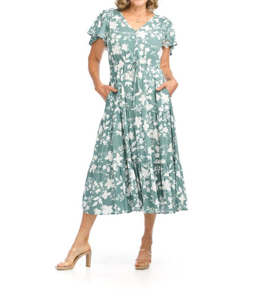 Papillon - Olivia Floral Flutter Sleeve Midi Dress