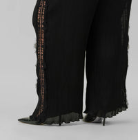 Mat Fashion - Pleated Trouser With Lace Trim