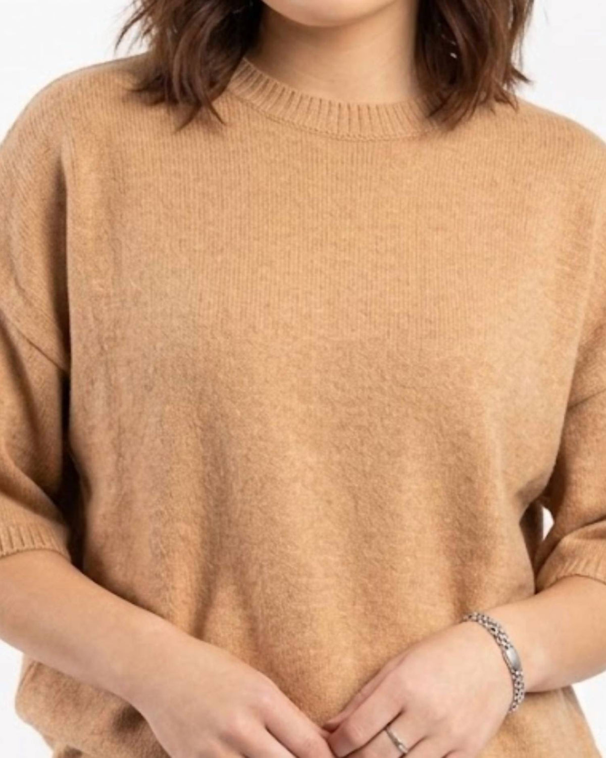 Sewn And Seen - Short Sleeve Relaxed Sweater Top