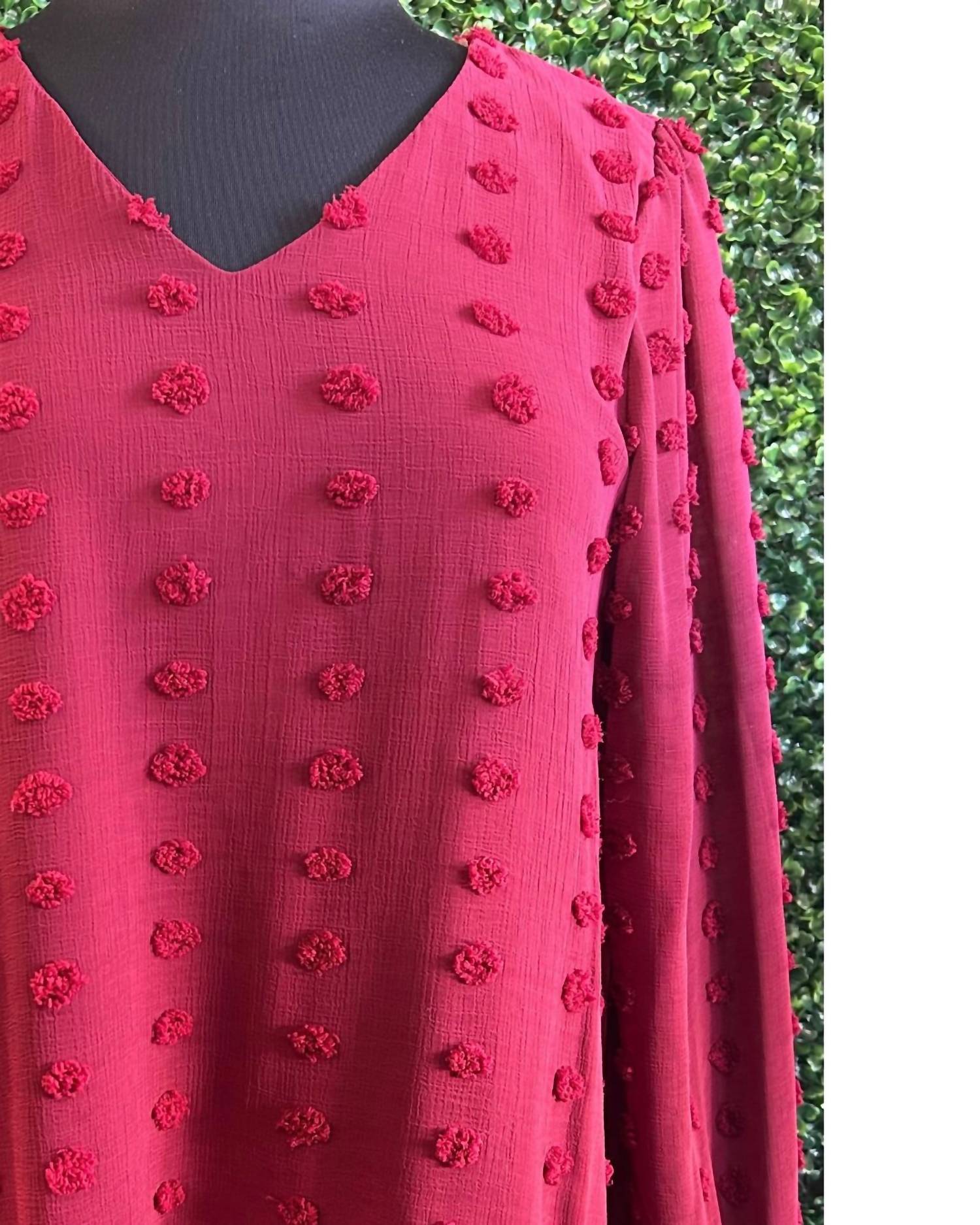 First Love - Women's Swiss Dot V-neck Blouse