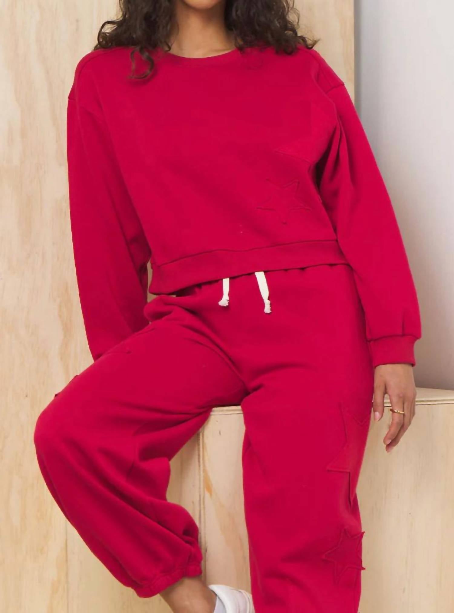 Vintage Havana - Fleece Crewneck With Star Applique Sweatshirt
