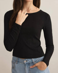 Z Supply Women's Infinity Fitted Long Sleeve Top in black - women's long sleeve top - view 4