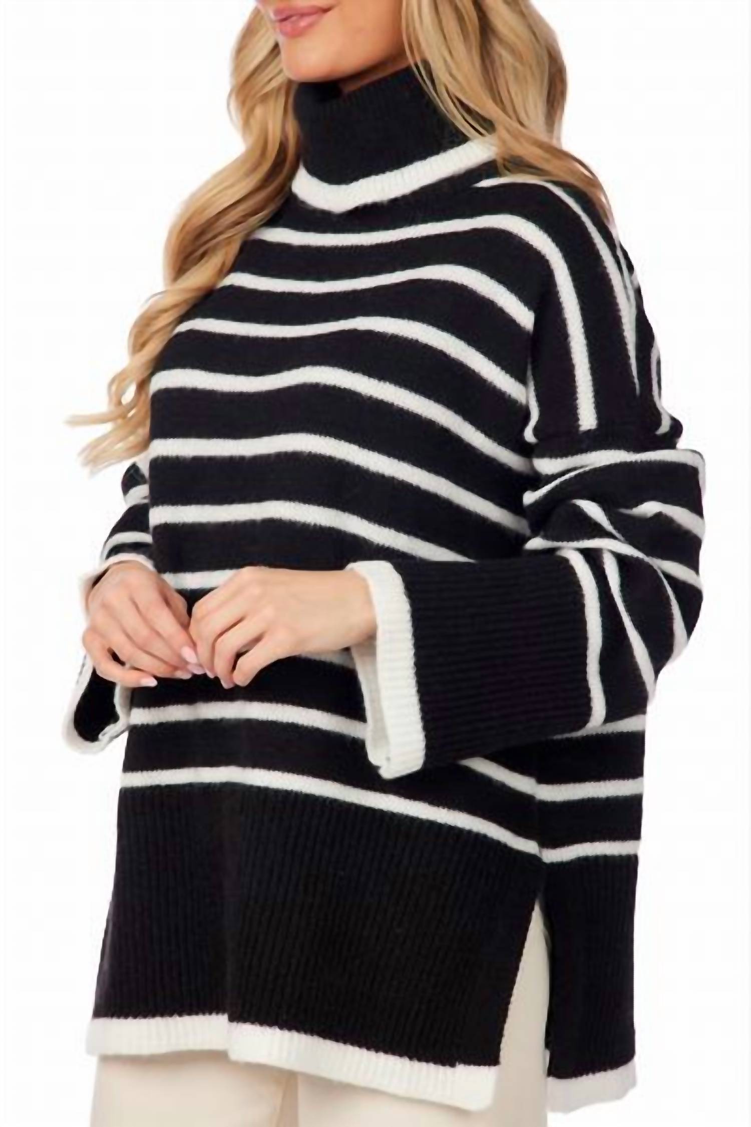 mudpie Dunn Striped Sweater in black - women's sweater - view 5