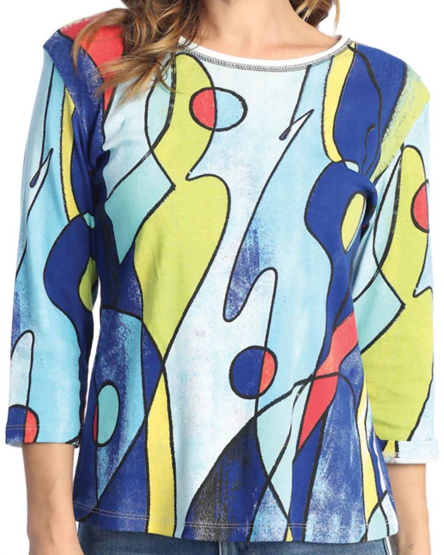 Jess & Jane - Artisan Printed Cotton Top - Plus