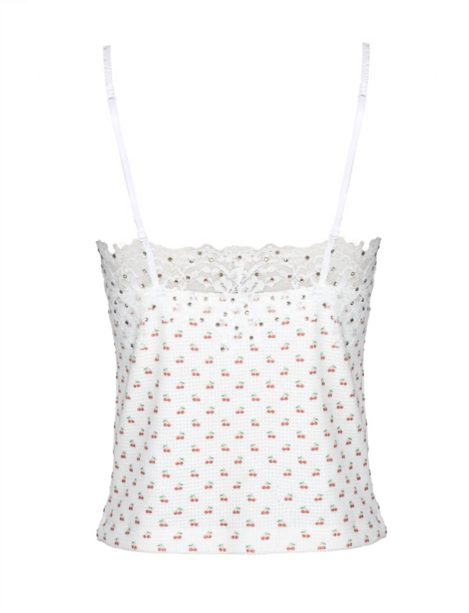 BOYS LIE Women's Know How To Pick Em' Lace Tank Top in white - women's tank top - detail view