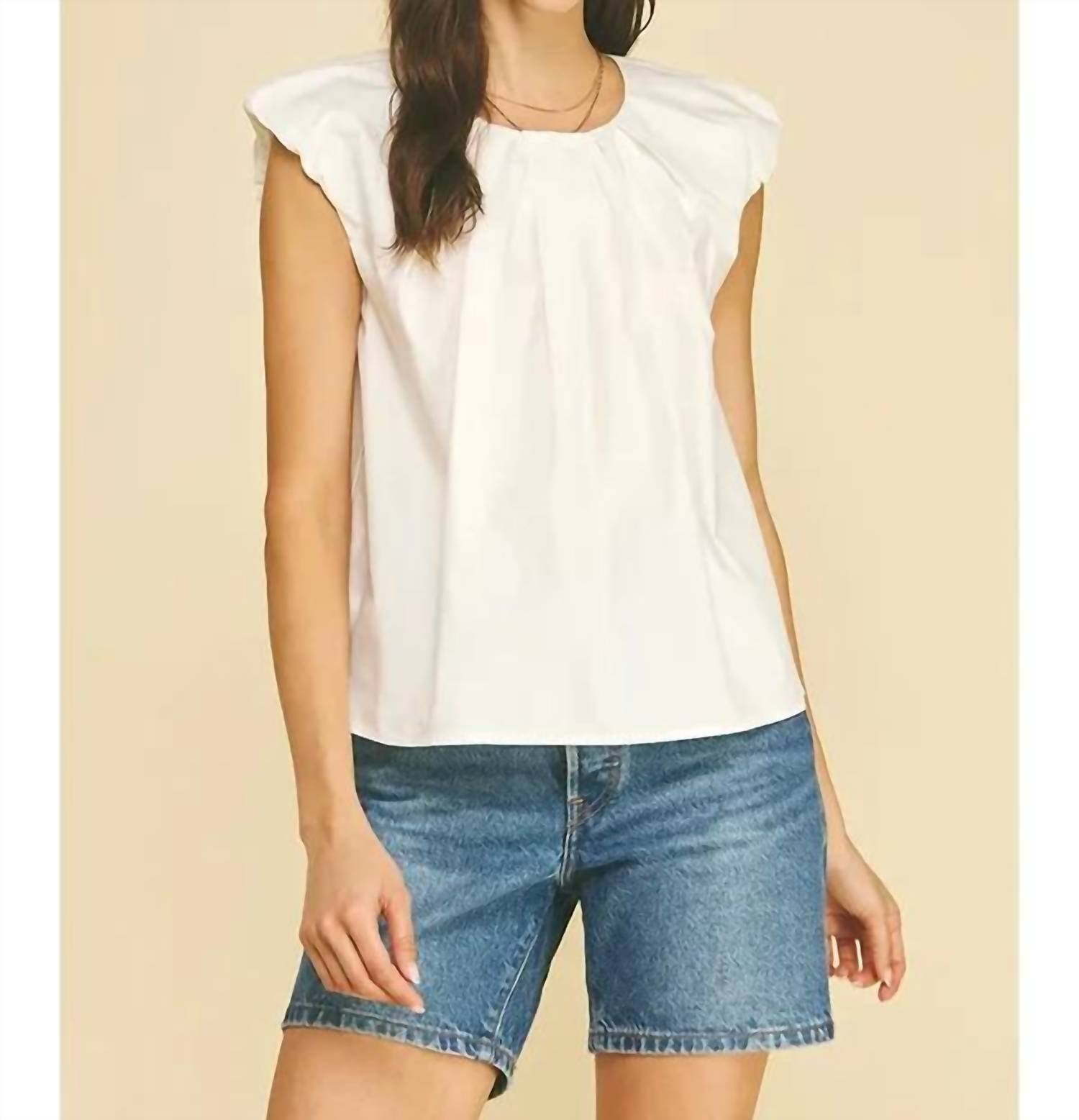 Pinch - Pleated Flutter Sleeve Blouse