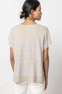 Lilla P - Striped Split Neck Tunic Sweater