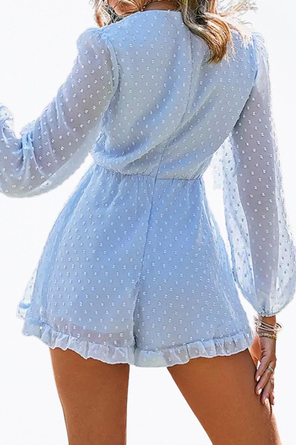 CUTOUT RUFFLED CHIFFON FLOUNCE ROMPER