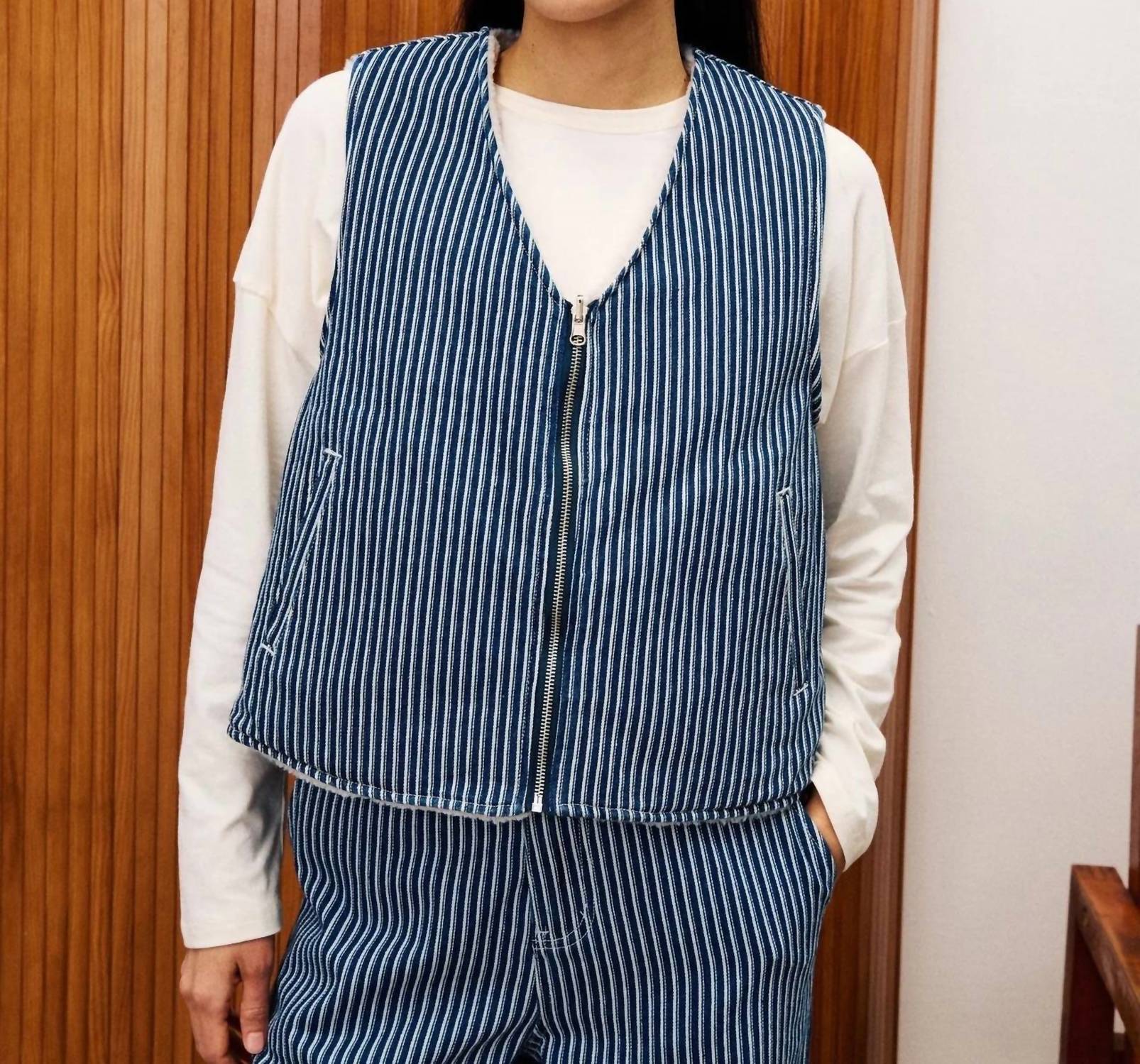 FRNCH Cymric Vest in blue jean - women's jacket