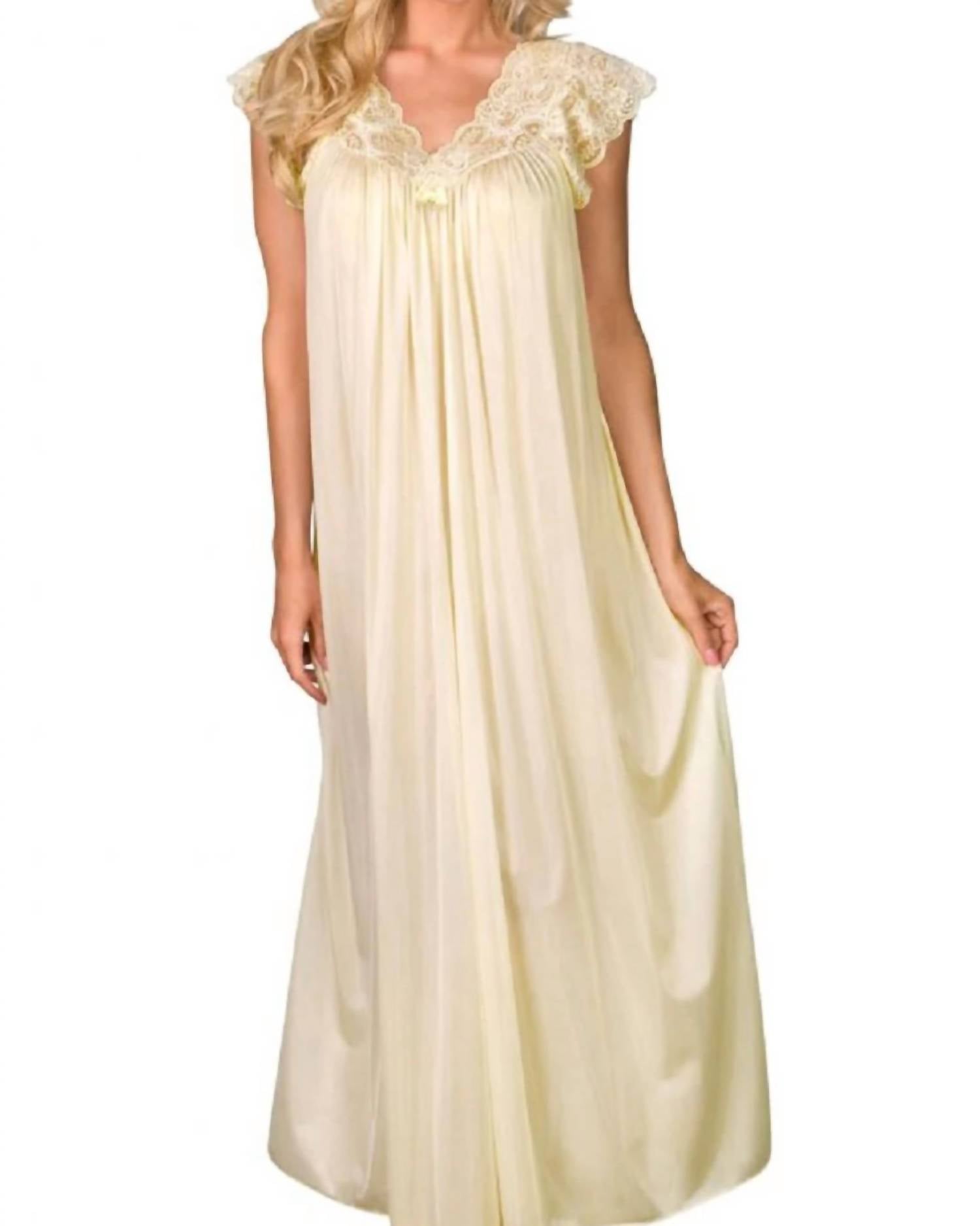 Shadowline Lingerie - Long Lace Cap Sleeve Nightgown