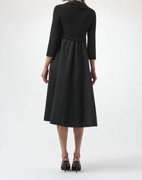 Joseph Ribkoff - Overlap Collar 3/4 Sleeve Fit And Flare Dress