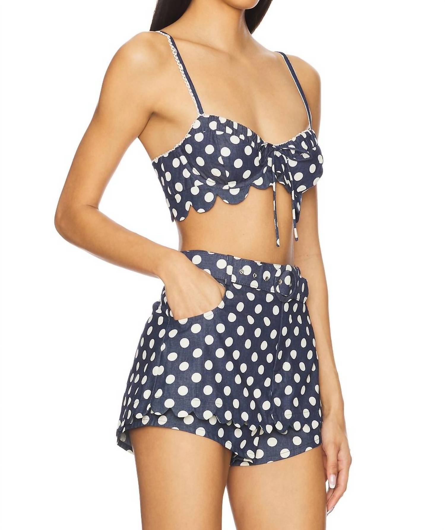 For Love & Lemons - Dolly Denim Dot Skort