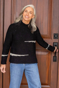 habitat Harvest Tweed Pullover Sweater in black - women's sweater - alternate view