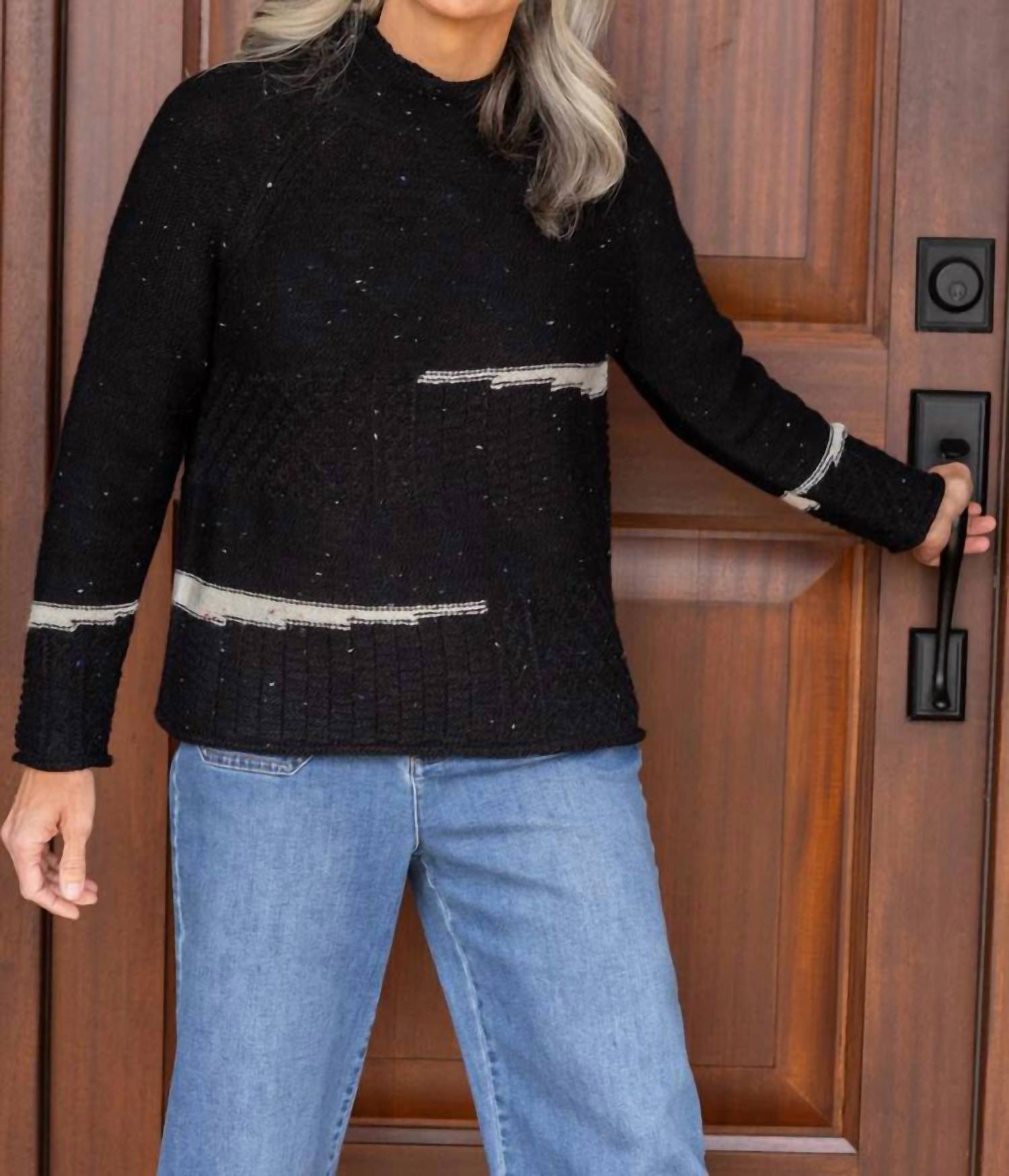 habitat Harvest Tweed Pullover Sweater in black - women's sweater - detail view