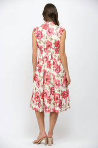 Fate - Floral Smocked Waist Front Zip Dress