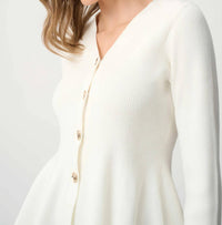 Joseph Ribkoff - Cotton Knit Fit And Flare Peplum Cardigan