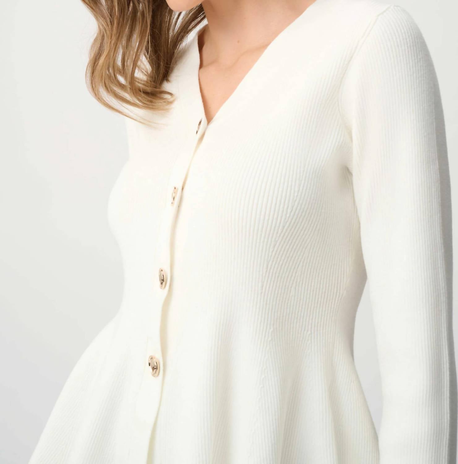 Joseph Ribkoff - Cotton Knit Fit And Flare Peplum Cardigan