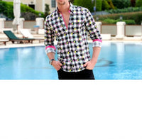 Eight X - Paint Splash Digital Print Shirt With Trim