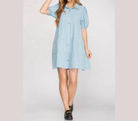 Entro - Puff Sleeve Tiered Dress