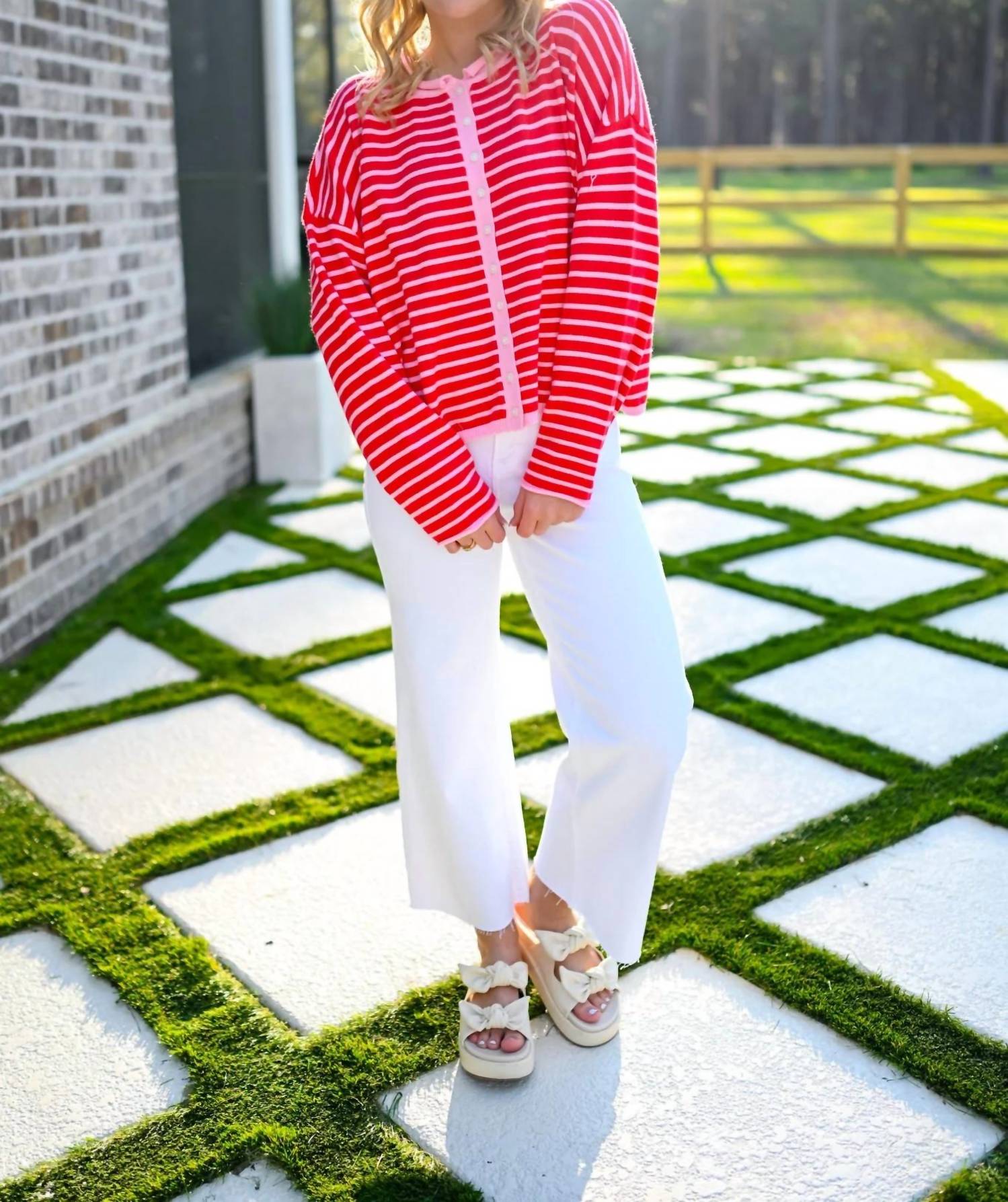 Day + Moon - Stripes Cardigan Top