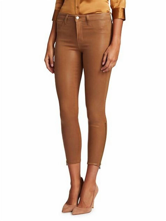 L'Agence - Sabine High-Rise Ankle Coated Skinny Jeans