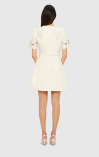 Leo Lin - Aurelie Applique Short Sleeve Mini Dress