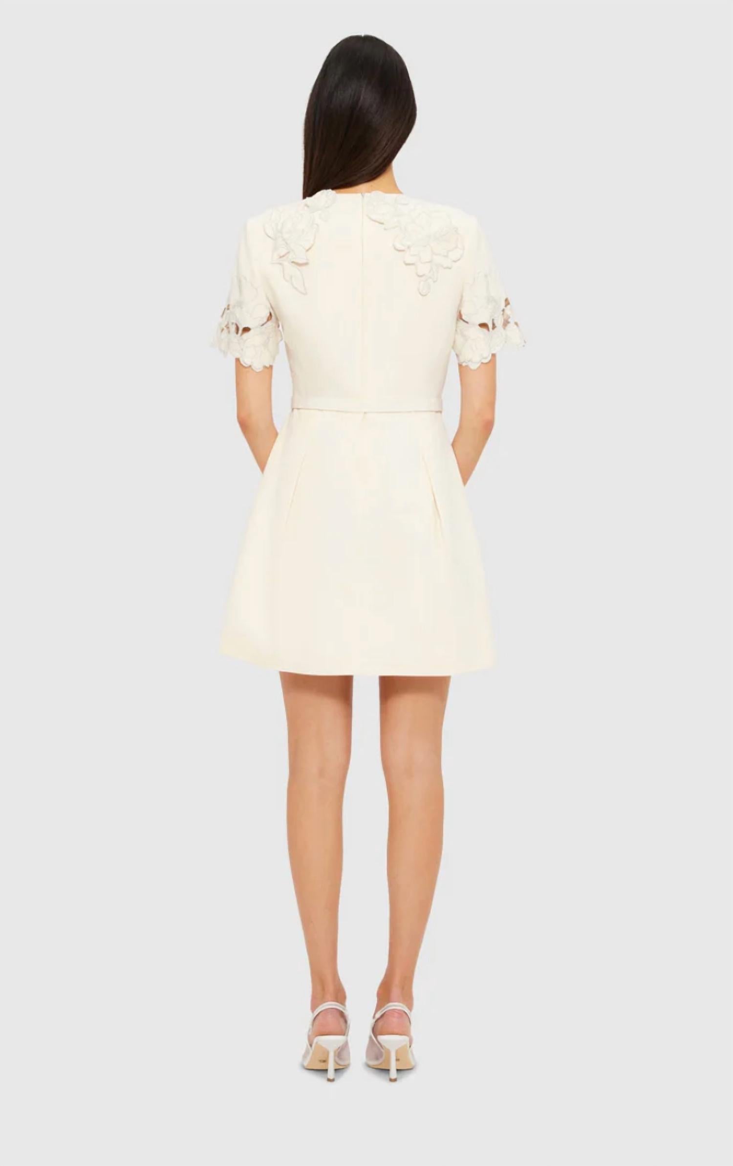 Leo Lin - Aurelie Applique Short Sleeve Mini Dress