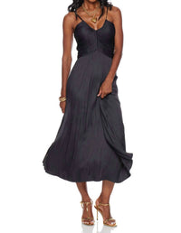 LUCY PARIS Claudine Draped Dress in black - women's dress - detail view