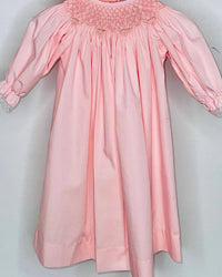 Delaney - Girls' Smocked Lace Trim Daygown And Bonnet