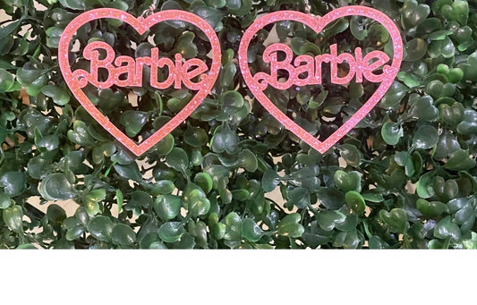 Bosuk - Glitter Barbie Heart Acrylic Earrings