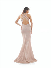 Colors Dress - Metallic Open Back Gown