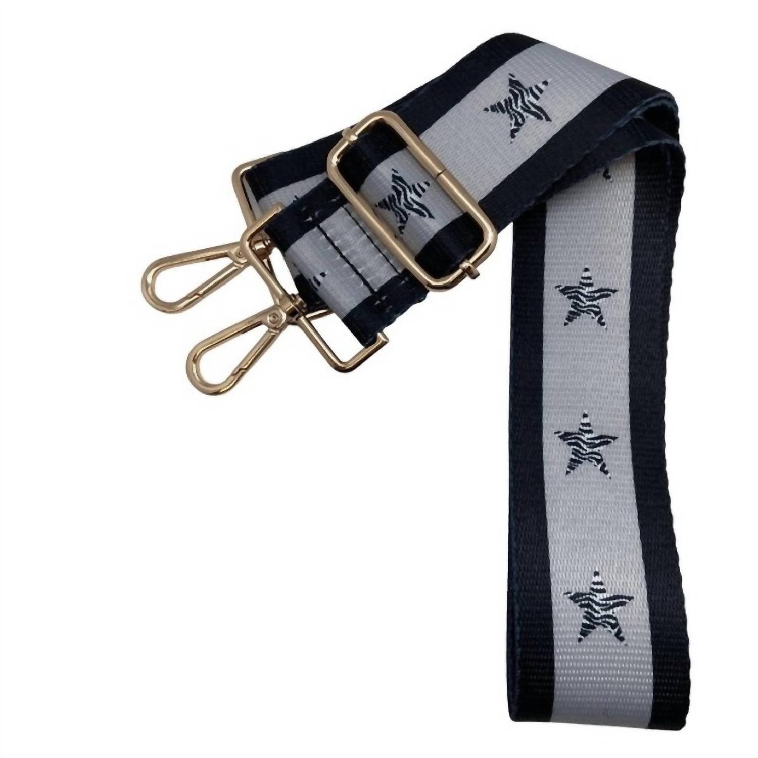 Cthru Women's Adjustable Crossbody Bag Purse Guitar Strap in black grey stars and stripes - women's item