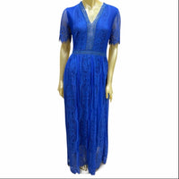 Allandwell - Women's Flutter Sleeve V Neck Maxi Gown