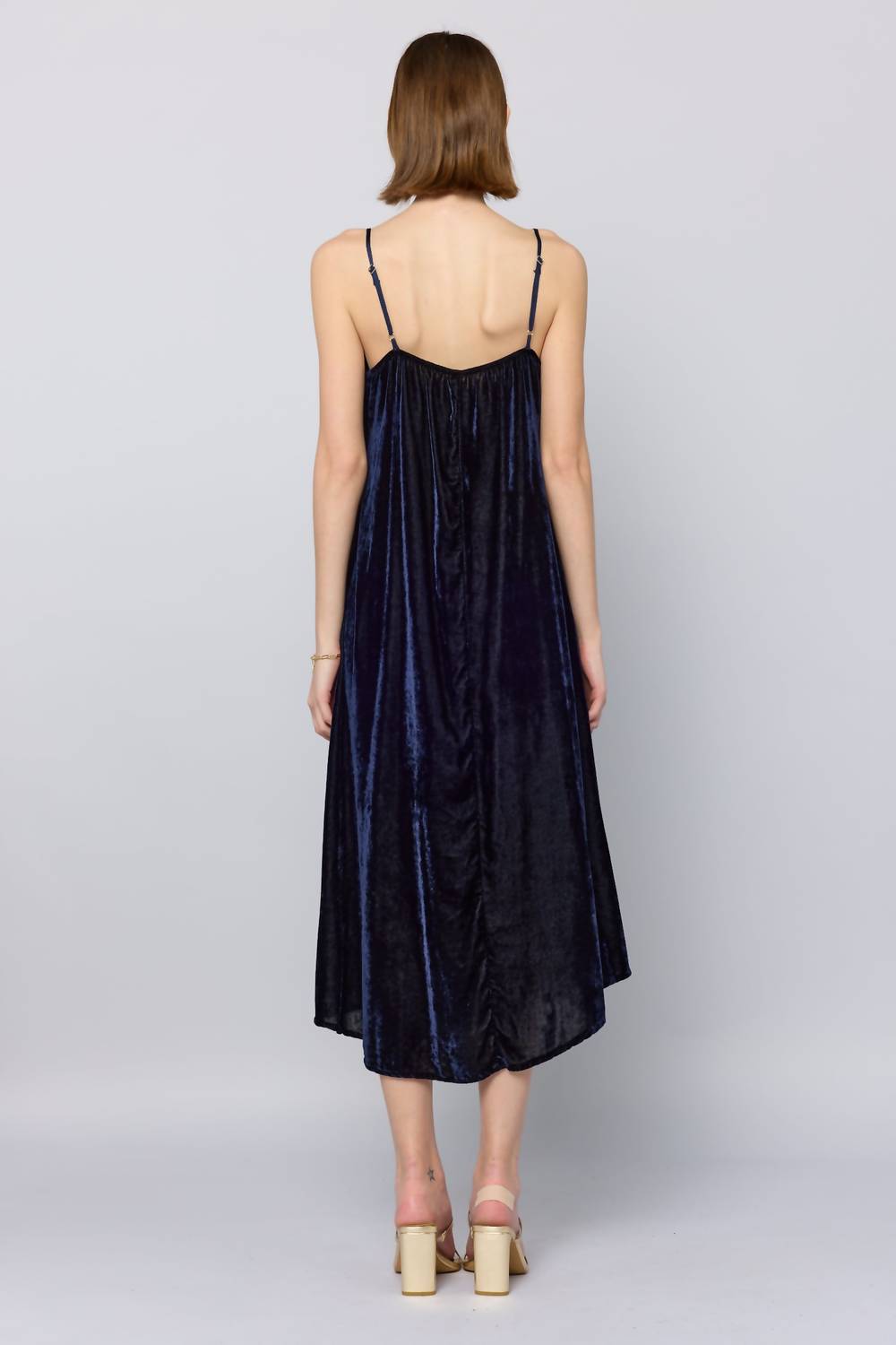 Babette Caroli Velvet Midi Dress in black - women's dress - alternate view