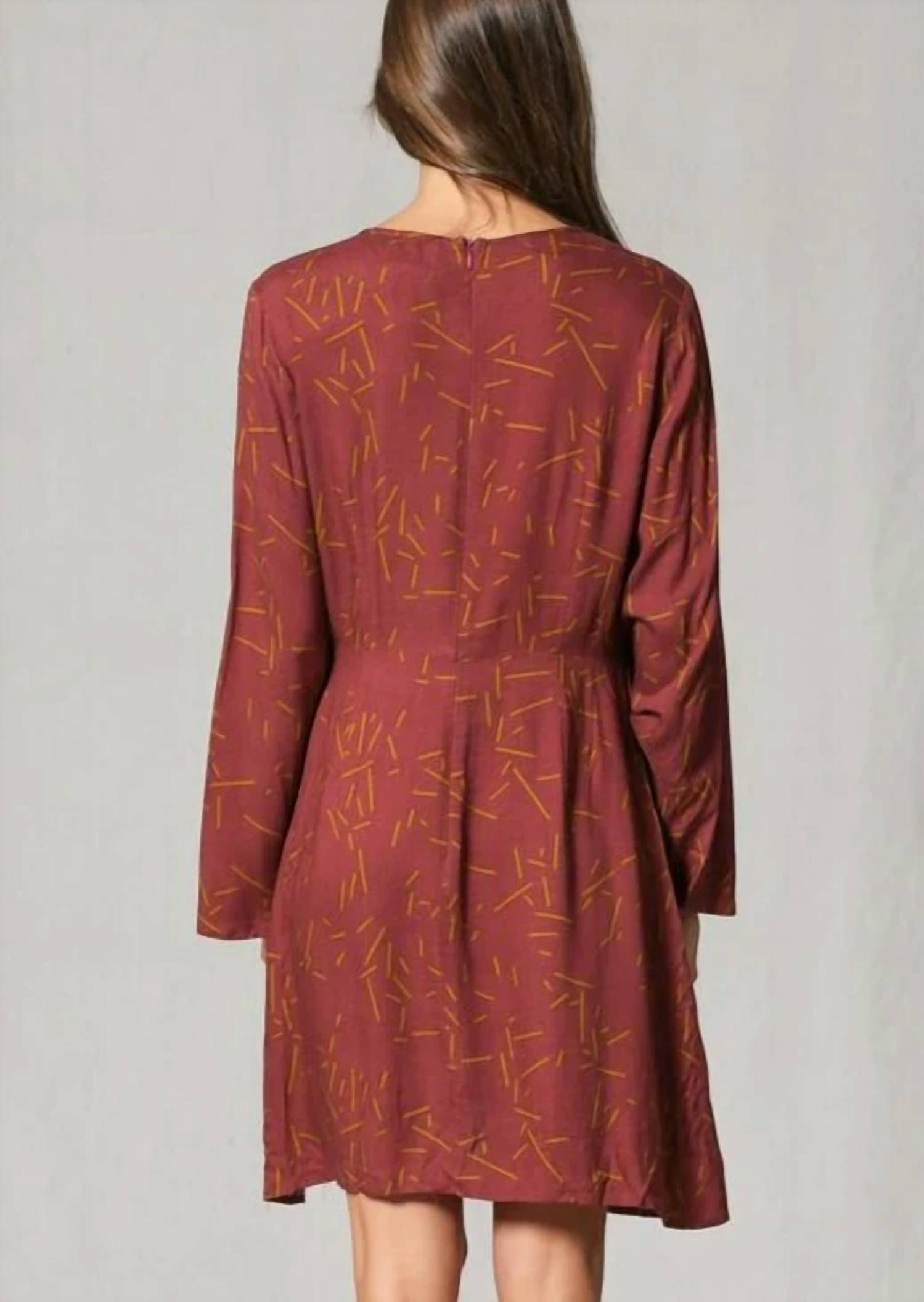 By Together - Autumn Brick Front Tie Mini Dress