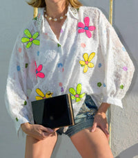Timmy Woods Beverly Hills - Alba-puff Art-to-wear Floral Blouse