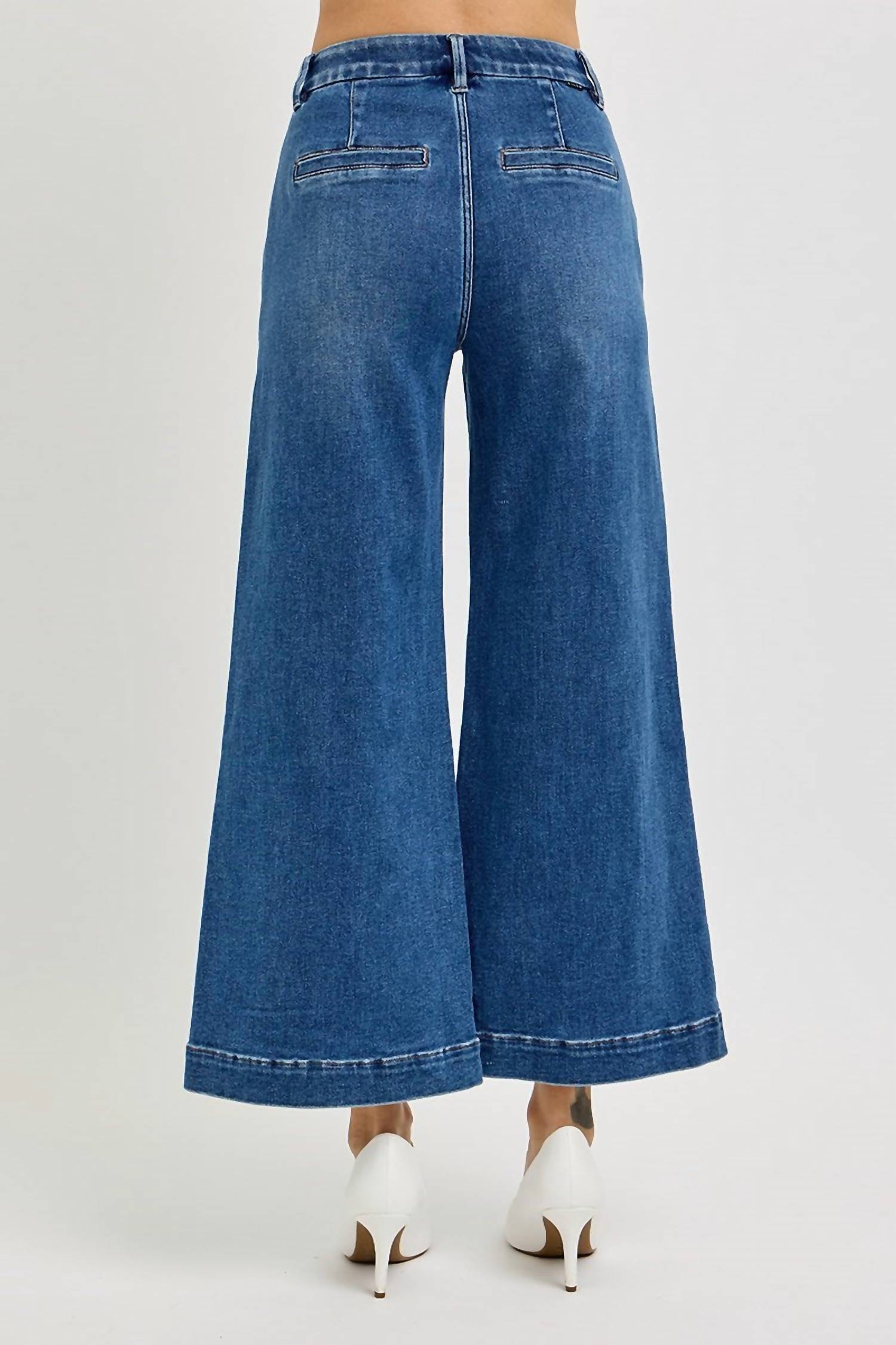 Risen - Tummy Control Elastic Band High Rise Crop Jeans