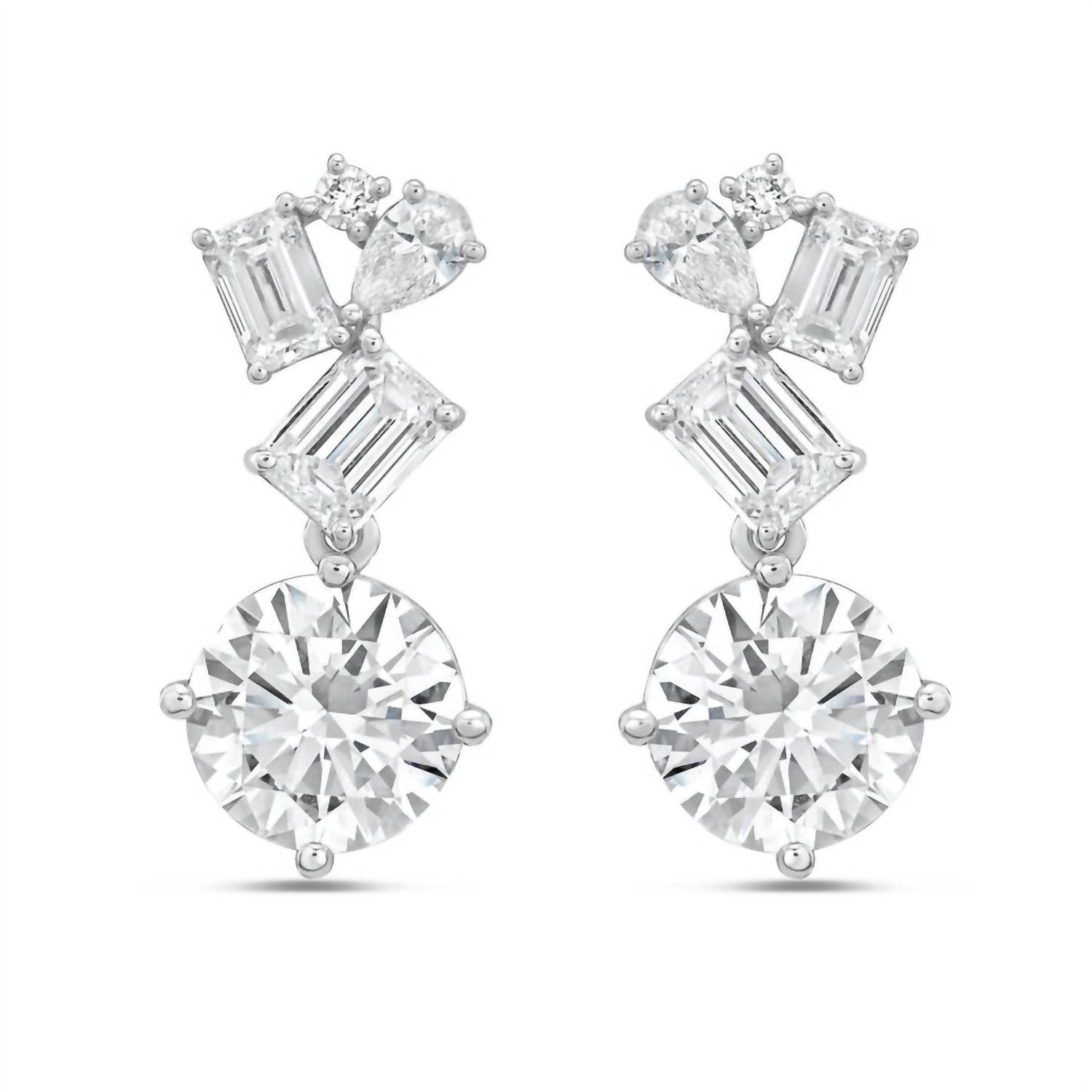 Diana M Jewels - Women's Emerald, Pear & Round Lab-Grown Diamond Stud Earrings (15.00 Ct) - Grand