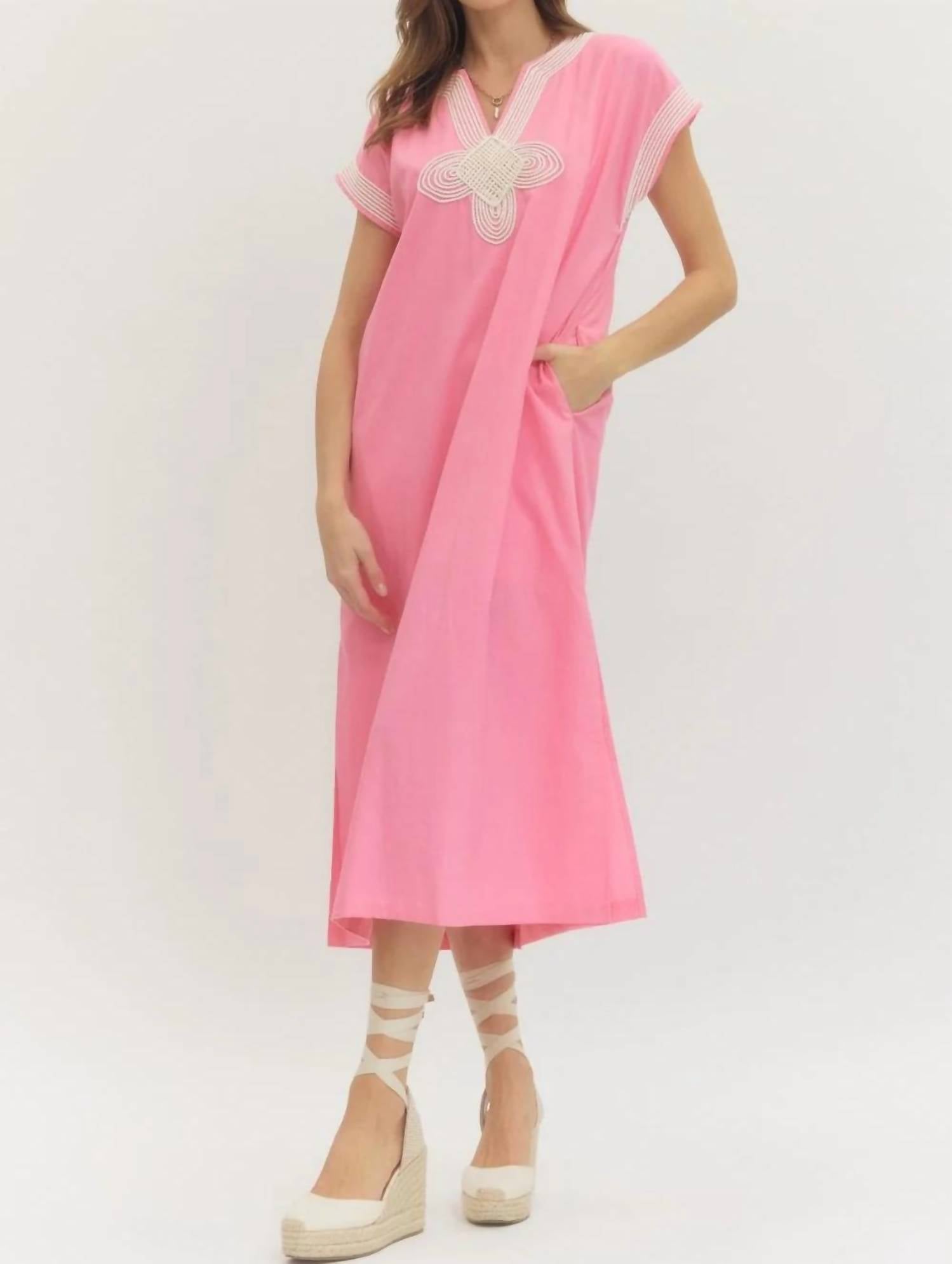 Entro - Applique Trim Midi Dress
