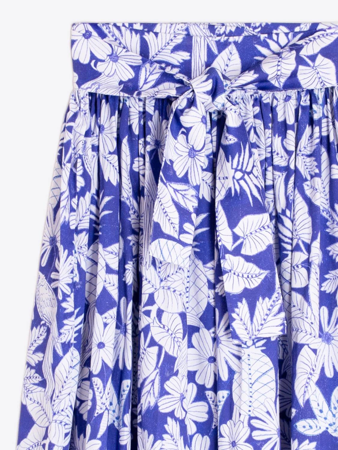 Vilagallo - Tropical Print And Bow Midi Skirt