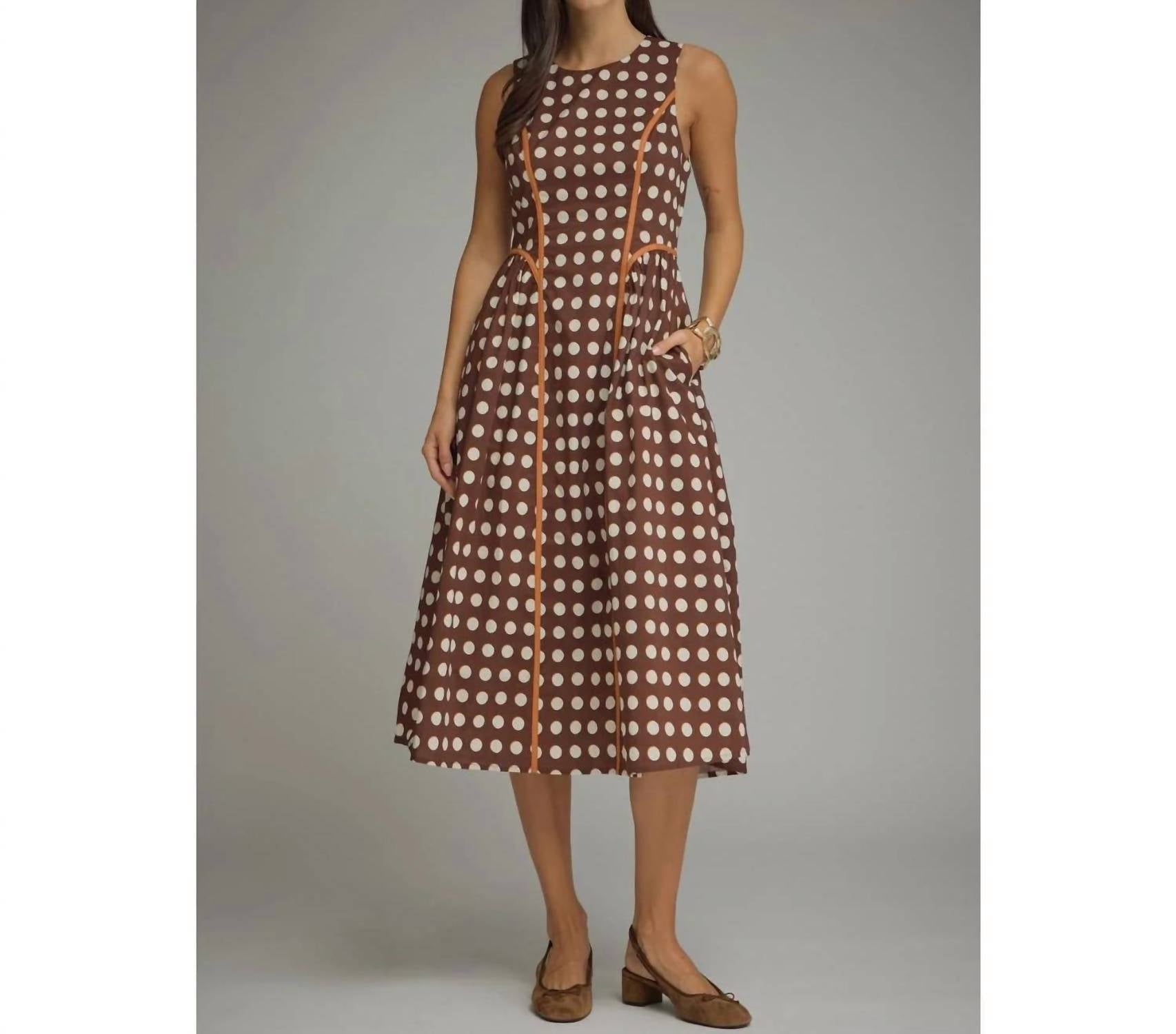 Style Usa - Polka Dot Sleeveless Midi Dress