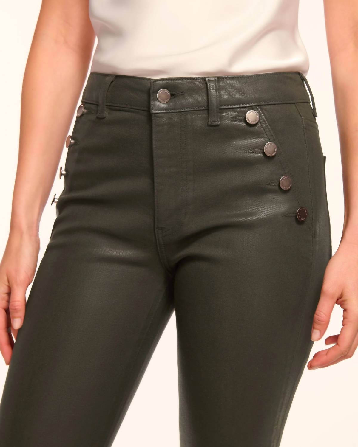 Ramy Brook Coated Helena Pant in deep olive - women's jeans - alternate view