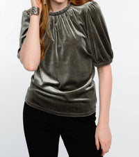 Ivy Jane - Velvet Rouched Neck Top