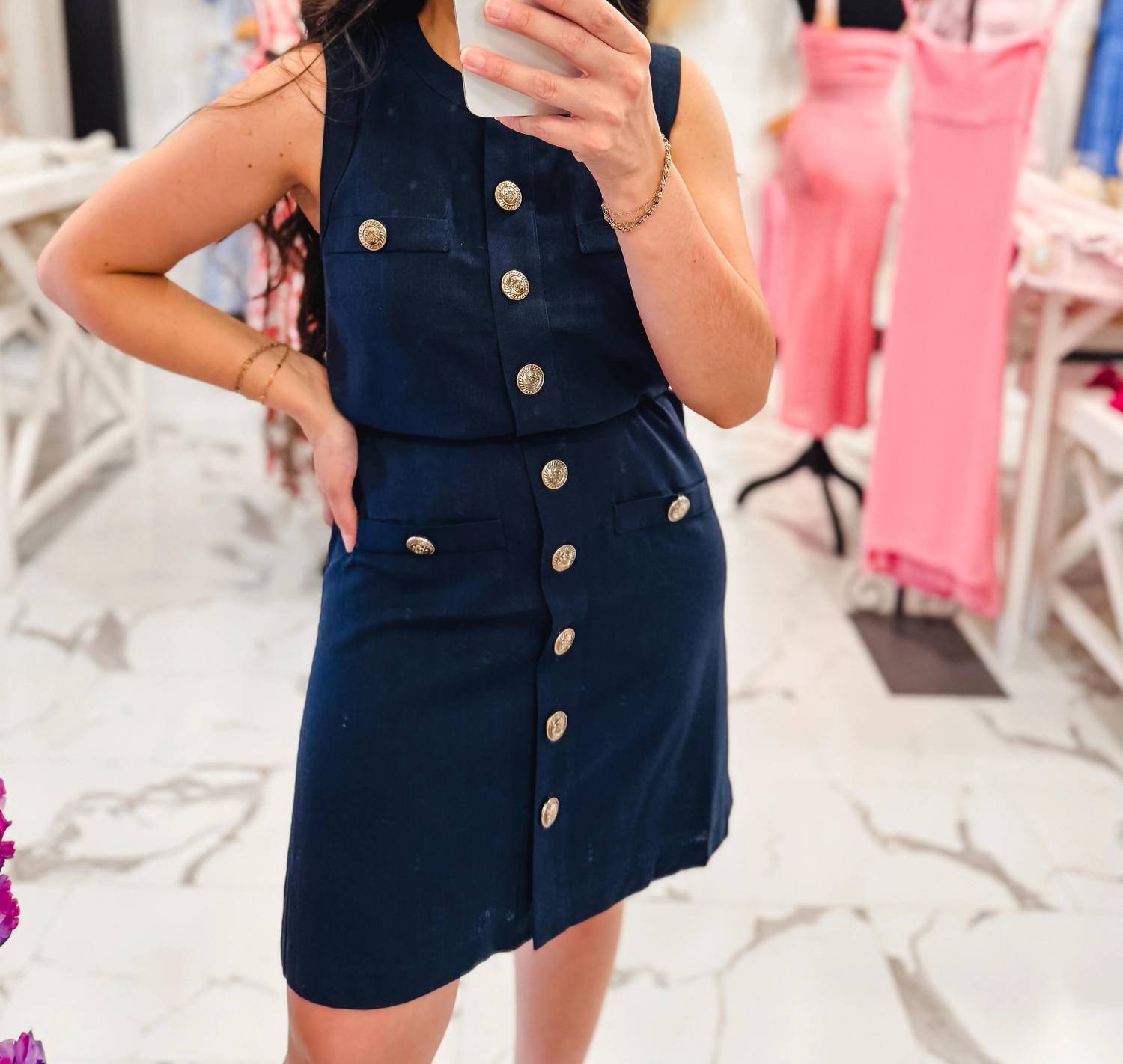 Zoe And Claire - Signature Style Coin Button Dress