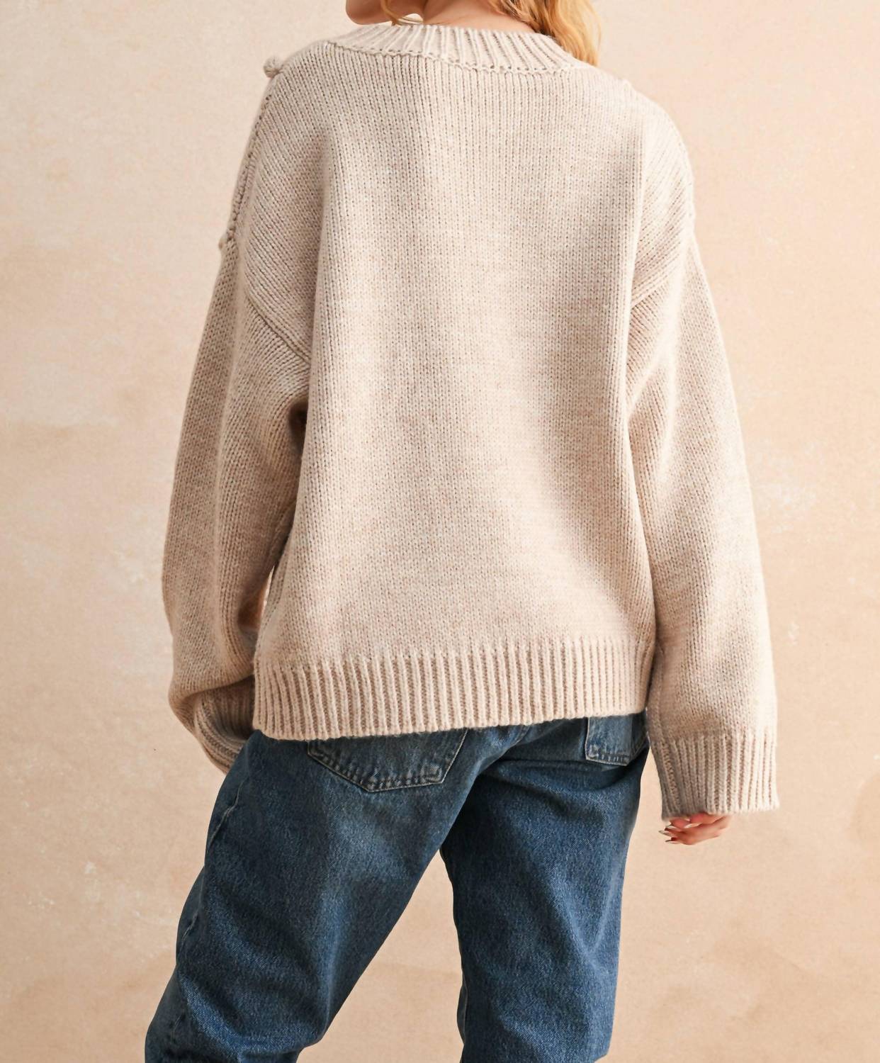 Miou Muse - Cherry Popcorn Trim Sweater