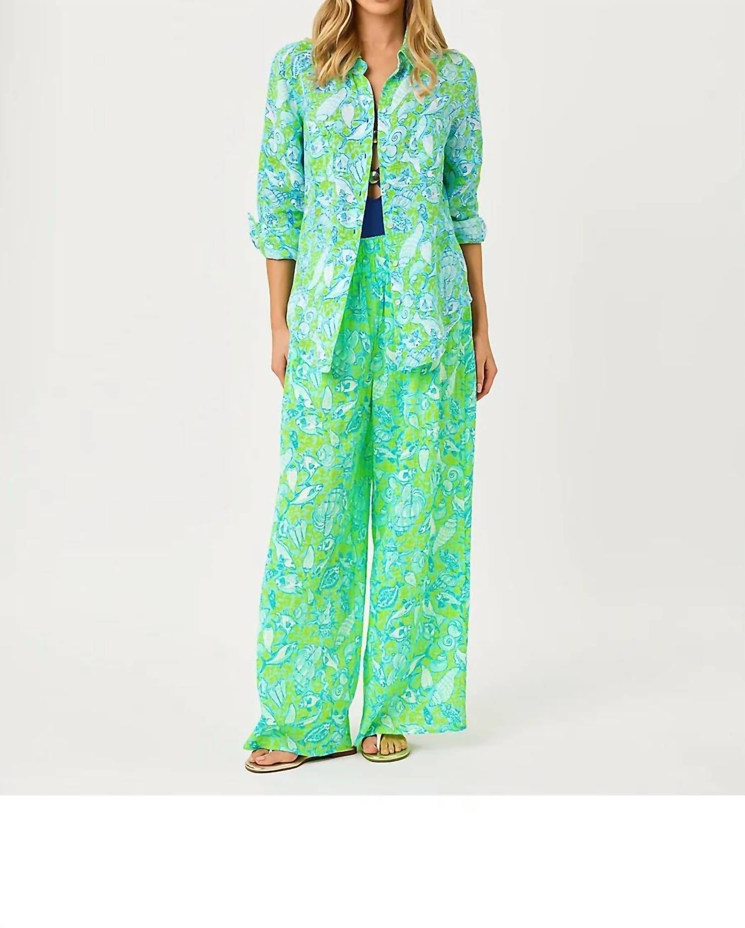 Lilly Pulitzer - Sea View Linen Button Down Shirt