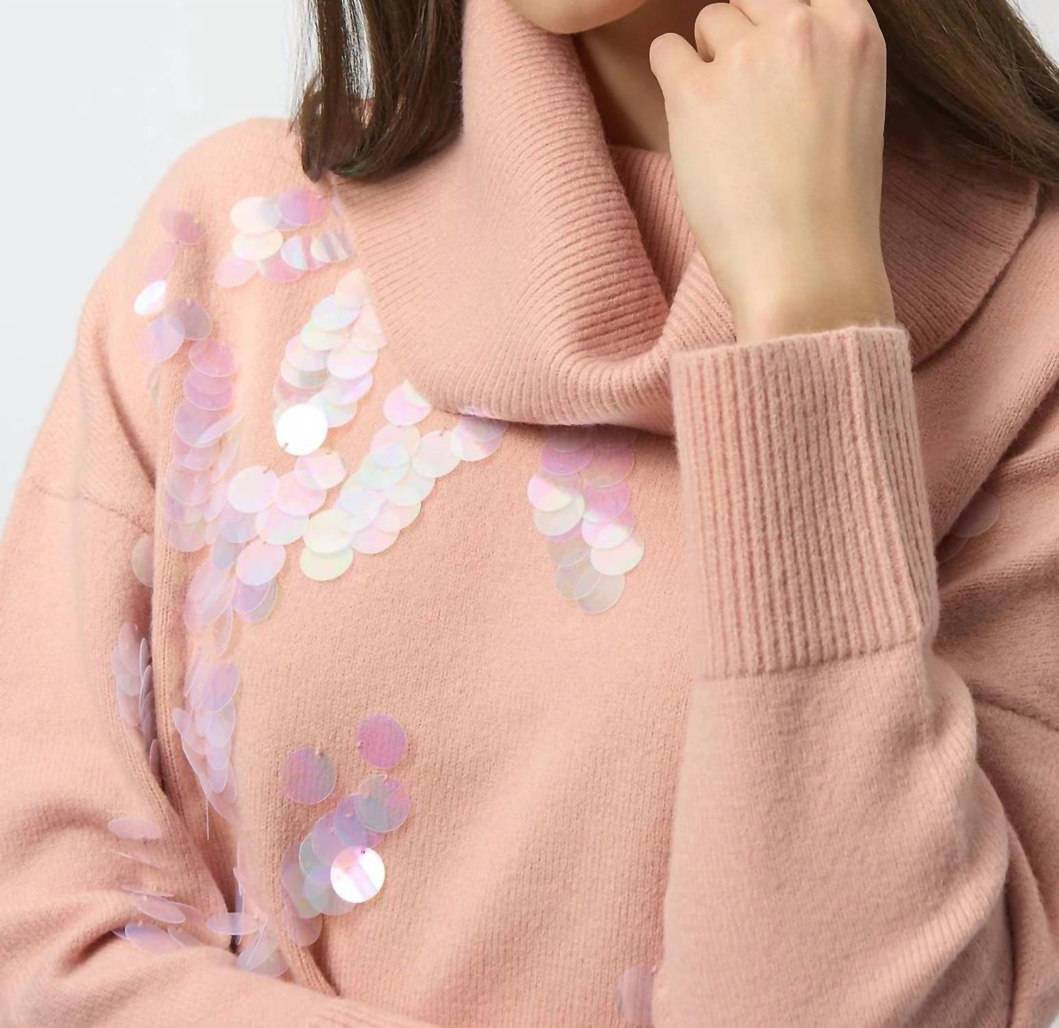 Joseph Ribkoff - Sequined Turtleneck Pullover Sweater