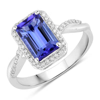 Diana M Jewels Women's Octagon Natural Tanzanite Fashion Ring (2.10 Ct) - Classic Plus in 14k white gold - women's jewelry