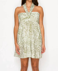 Meet Me In Santorini - Verdant Bellezza Halter Dress