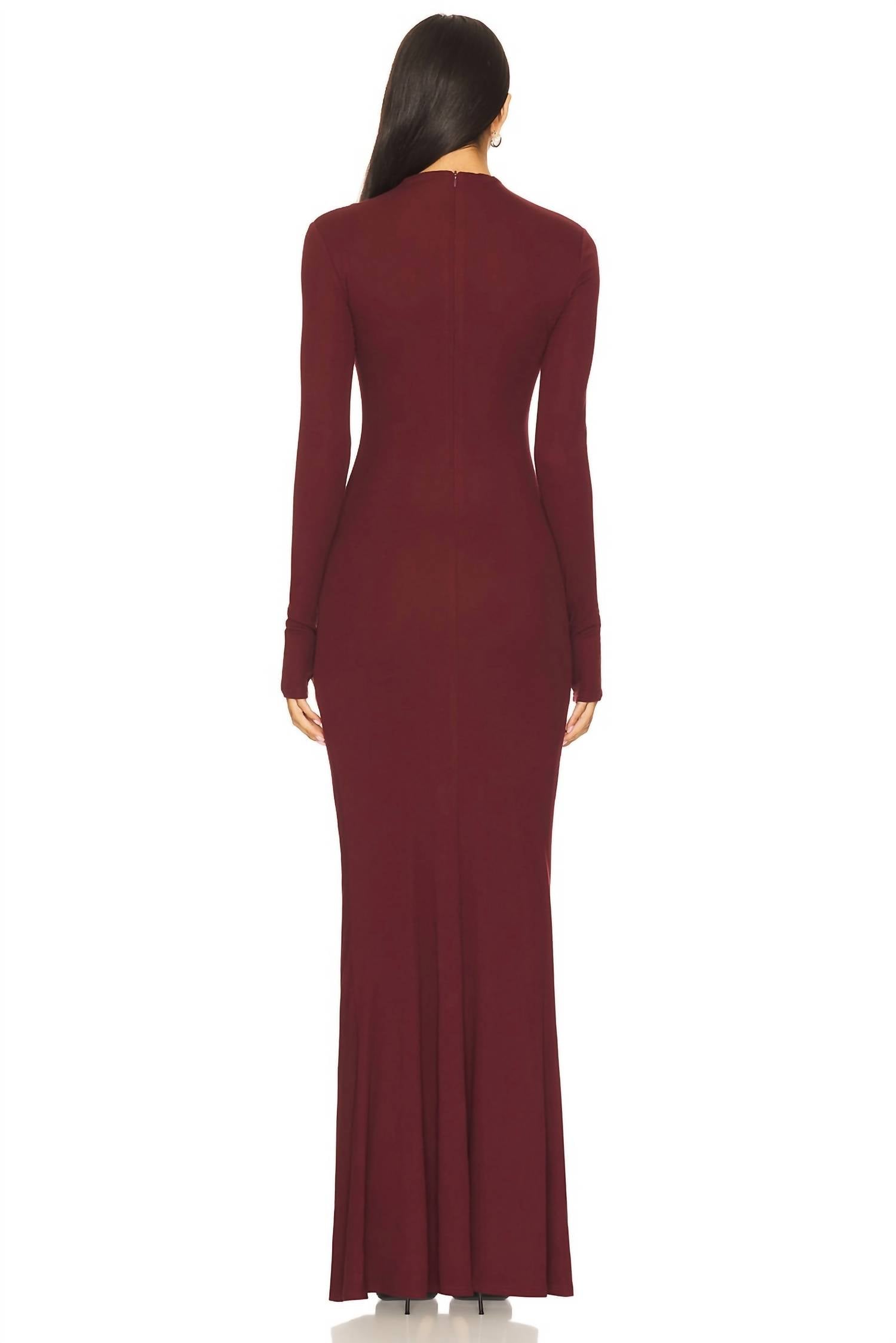 Seven Wonders Petra Sleeved Maxi Dress in wine - women's dress - alternate view